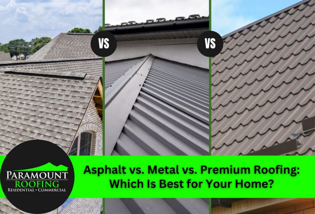 Comparison of asphalt, metal, and premium roofing options for homes.