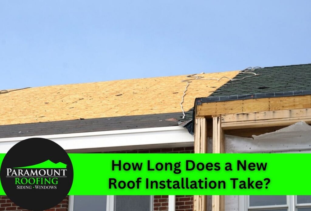 Partially completed roof installation on a house under renovation.